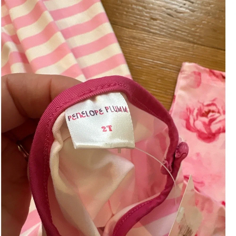 Penelope Plumm Romper Kids Pink Giraffe Floral Ruffle Bell Bottom SIZE‎ 2T NWT
